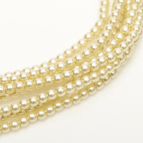 2mm Czech Glass Pearl - 150 Bead Strand - Old Lace - Shiny - 10001 