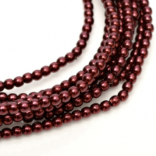 2mm Czech Glass Pearl - 150 Bead Strand - Wine - Shiny - 10186