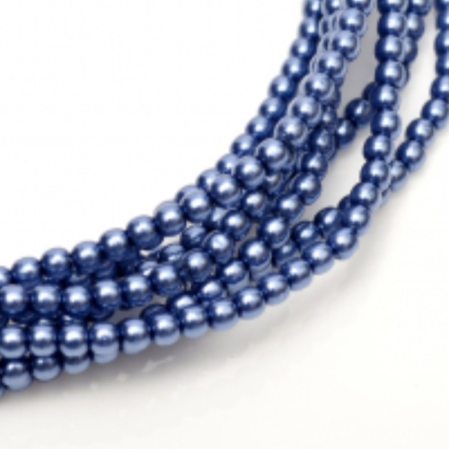 2mm Czech Glass Pearl - 150 Bead Strand - Persian Blue - Shiny - 10190