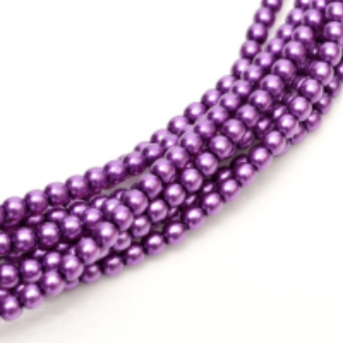 2mm Czech Glass Pearl - 150 Bead Strand - Deep Magenta - Shiny - 24279