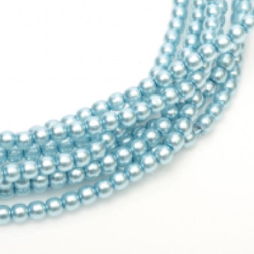 2mm Czech Glass Pearl - 150 Bead Strand - Aqua Sky - Shiny - 24625