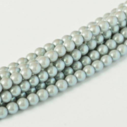 2mm Czech Glass Pearl - 150 Bead Strand - Smoked Silver - Shell - 30003