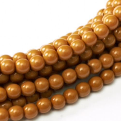 2mm Czech Glass Pearl - 150 Bead Strand - Khaki - Shiny - 48193