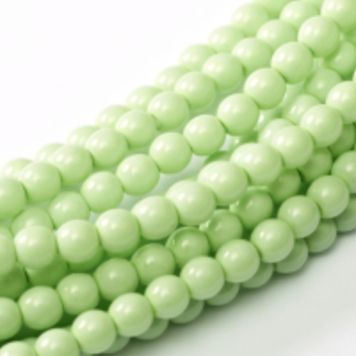 2mm Czech Glass Pearl - 150 Bead Strand - Light Spring Green - Shiny - 48532