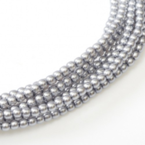 2mm Czech Glass Pearl - 150 Bead Strand - Light Grey - 70484 