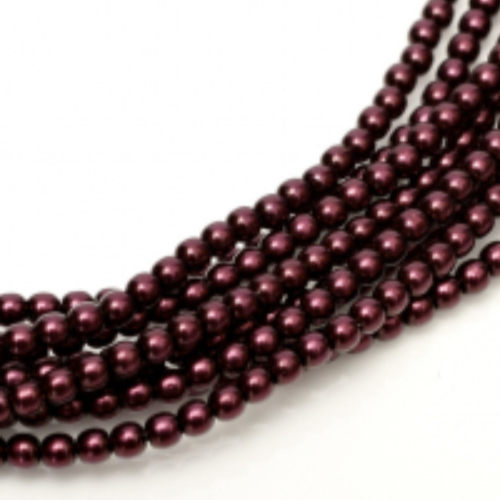 2mm Czech Glass Pearl - 150 Bead Strand - Rich Burgundy - 70499