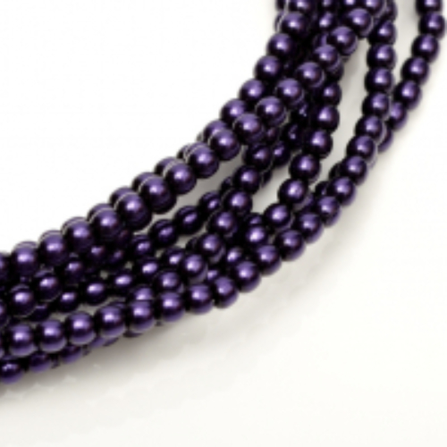 2mm Czech Glass Pearl - 150 Bead Strand - Royal Purple - 70769