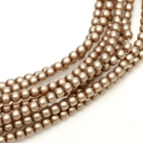 2mm Czech Glass Pearl - 150 Bead Strand - Matte Taupe Satin - 75417