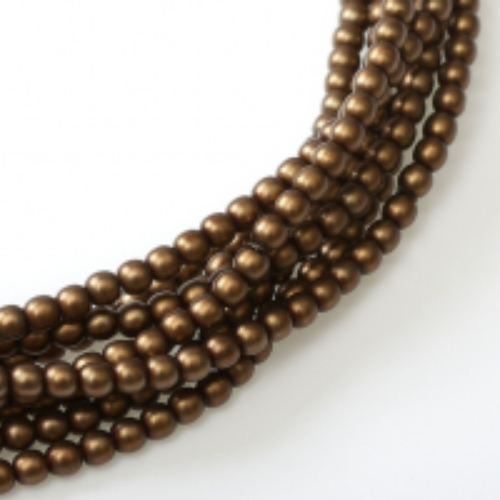 2mm Czech Glass Pearl - 150 Bead Strand - Matte Brown Satin - 75419