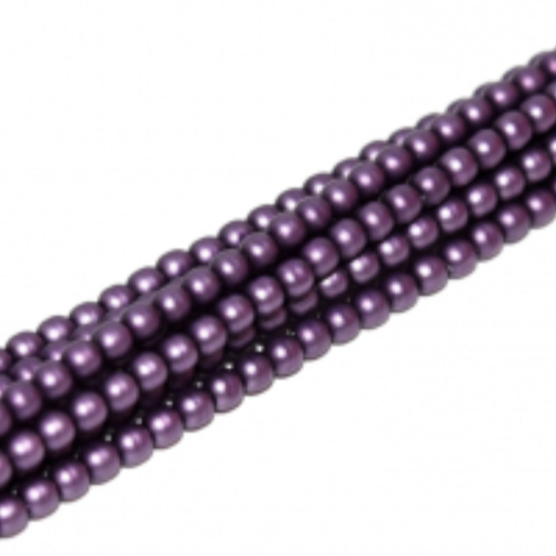 2mm Czech Glass Pearl - 150 Bead Strand - Matte Plum Satin - 75429