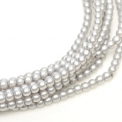 2mm Czech Glass Pearl - 150 Bead Strand - Matte Cool Grey Satin - 75483