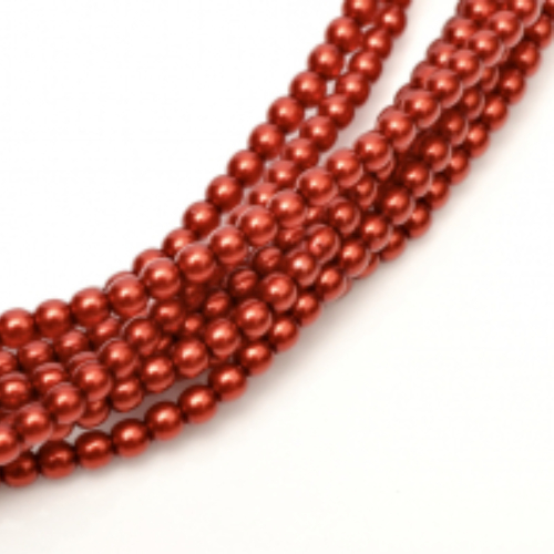 2mm Czech Glass Pearl - 150 Bead Strand - Matte Orange-Red Satin - 75498