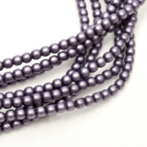 2mm Czech Glass Pearl - 150 Bead Strand - Matte Deep Lilac Satin - 85921
