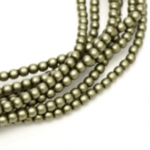 2mm Czech Glass Pearl - 150 Bead Strand - Matte Russian Green Satin - 85942