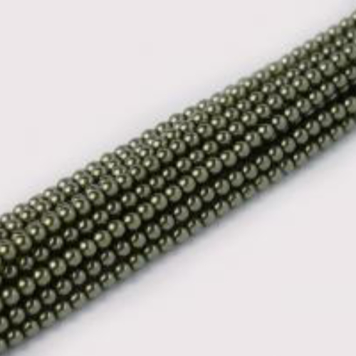 3mm Czech Glass Pearl - 150 Bead Strand - Dark Green - Crystal - 00030-63565
