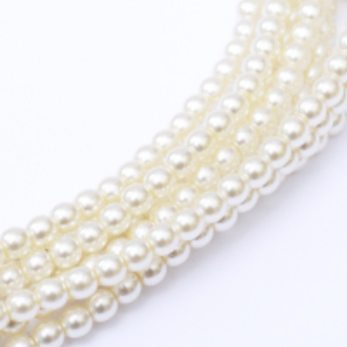 3mm Czech Glass Pearl - 150 Bead Strand - Pale Cream - Shiny - 10000