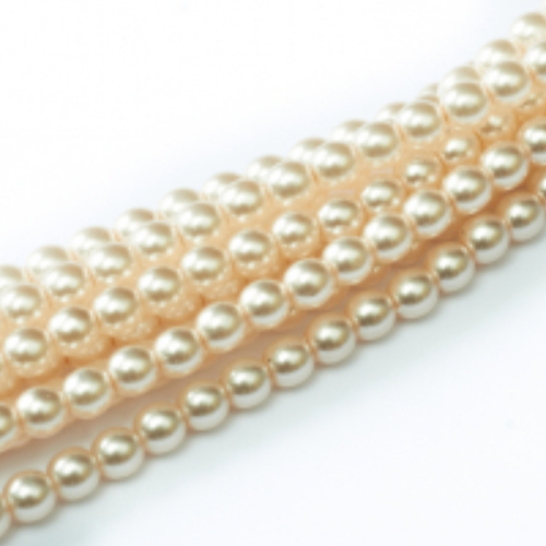 3mm Czech Glass Pearl - 150 Bead Strand - Pale Peach - Shiny - 10111