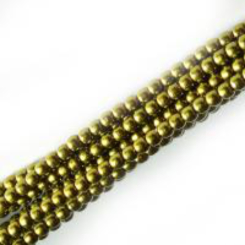 3mm Czech Glass Pearl - 150 Bead Strand - Avocado - Shiny - 10132