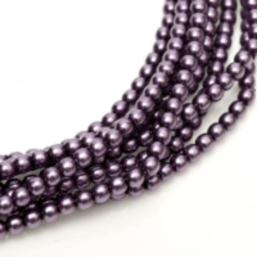3mm Czech Glass Pearl - 150 Bead Strand - Dark Lilac - Shiny - 10241