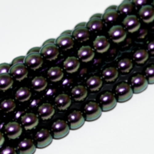 3mm Czech Glass Pearl - 150 Bead Strand - Polynesian Purple - 23980-19014