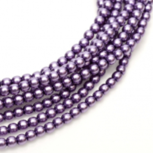 3mm Czech Glass Pearl - 150 Bead Strand - Deep Lilac - Shiny - 24769