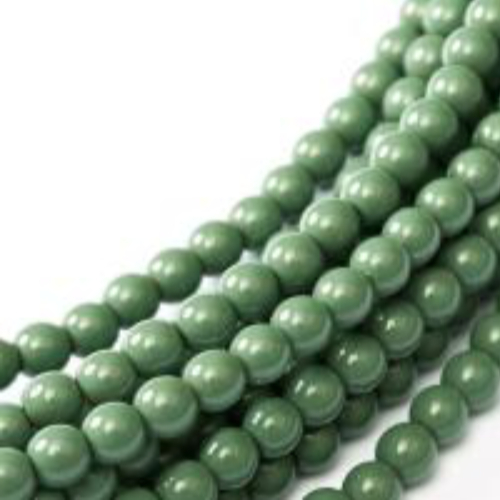 3mm Czech Glass Pearl - 150 Bead Strand - Hartford Green - Shiny - 48597