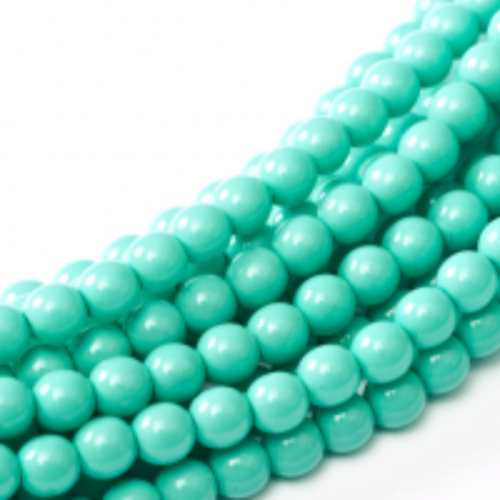 3mm Czech Glass Pearl - 150 Bead Strand - Turquoise Blue - Shiny - 48655
