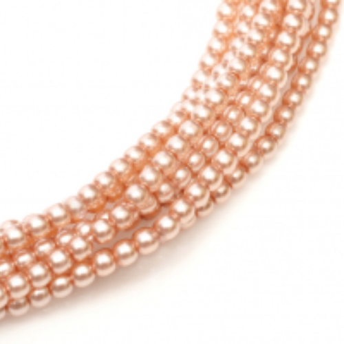 3mm Czech Glass Pearl - 150 Bead Strand - Light Salmon - Shiny - 70426