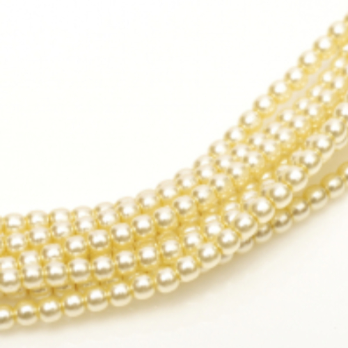 3mm Czech Glass Pearl - 150 Bead Strand - Cream - Shiny - 70440