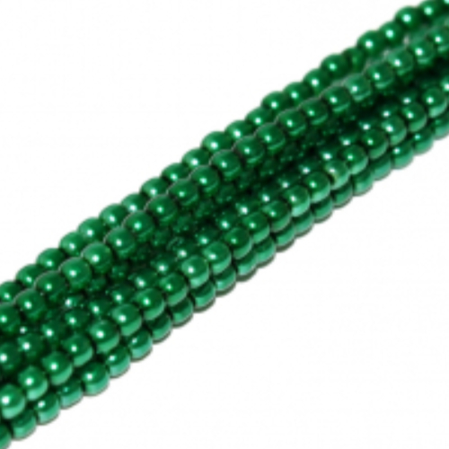 3mm Czech Glass Pearl - 150 Bead Strand - Emerald - Shiny - 70455 