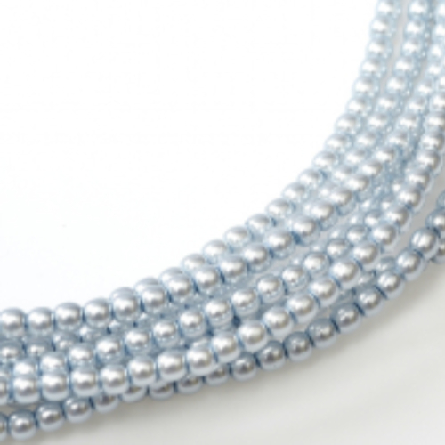 3mm Czech Glass Pearl - 150 Bead Strand - Powder Blue - Shiny - 70462