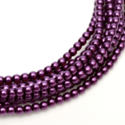 3mm Czech Glass Pearl - 150 Bead Strand - Purple - Shiny - 70478 