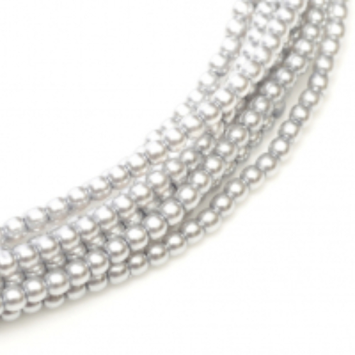3mm Czech Glass Pearl - 150 Bead Strand - Platinum - Shiny - 70483 