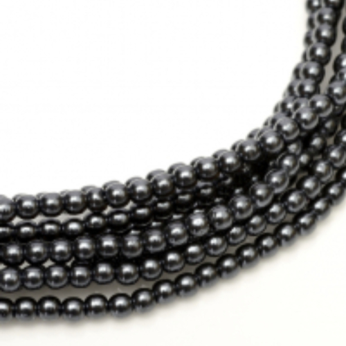 3mm Czech Glass Pearl - 150 Bead Strand - Dark Grey - Shiny - 70490