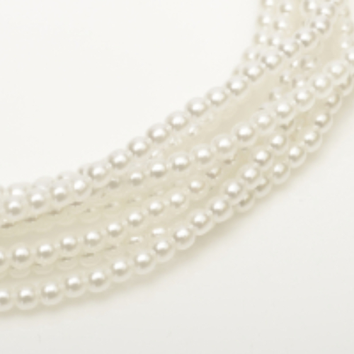 3mm Czech Glass Pearl - 150 Bead Strand - Bridal White - Shiny - 70600 