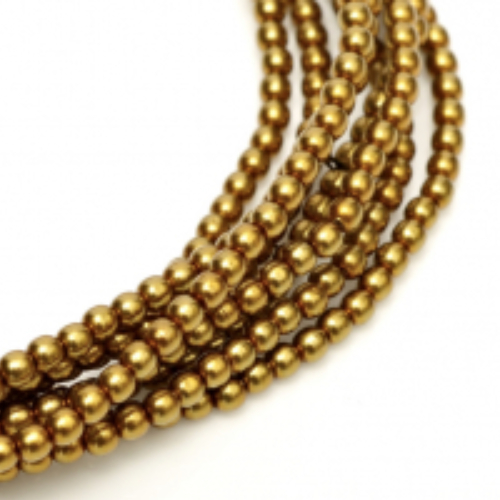 3mm Czech Glass Pearl - 150 Bead Strand - Antique Brass - Shiny - 70986