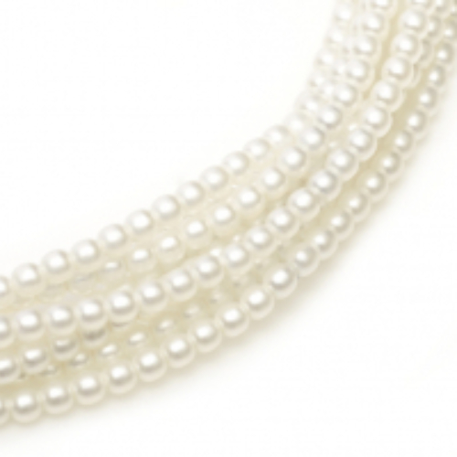 3mm Czech Glass Pearl - 150 Bead Strand - Matte White Satin - 75400