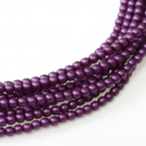 3mm Czech Glass Pearl - 150 Bead Strand - Matte Grape Satin - 75478