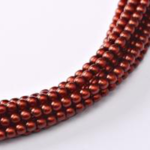 3mm Czech Glass Pearl - 150 Bead Strand - Matte Brick Satin - 85249