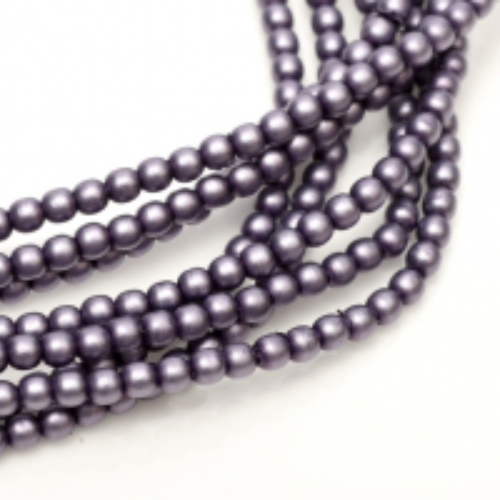 3mm Czech Glass Pearl - 150 Bead Strand - Matte Deep Lilac Satin - 85921