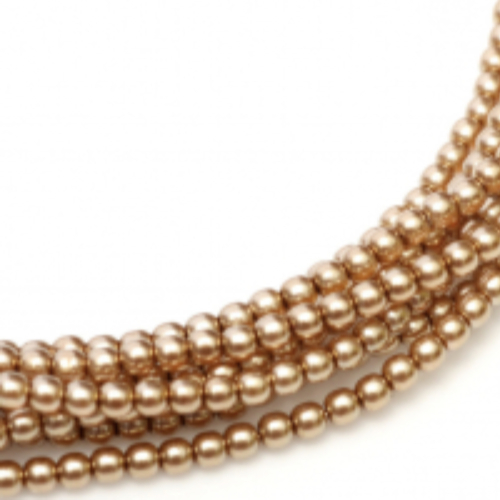 4mm Czech Glass Pearl - 120 Bead Strand - Sand - Shiny - 10127