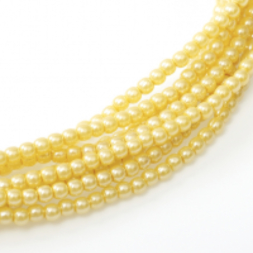 4mm Czech Glass Pearl - 120 Bead Strand - Light Lemon - Shiny - 10143