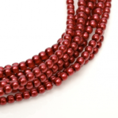 4mm Czech Glass Pearl - 120 Bead Strand - Brick - Shiny - 10185