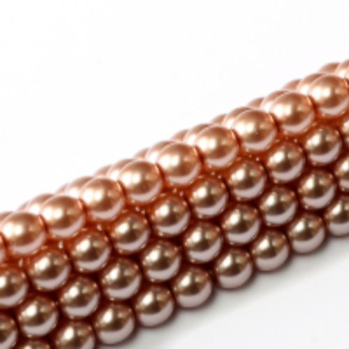 4mm Czech Glass Pearl - 120 Bead Strand - Antique Pink - Shiny - 14244