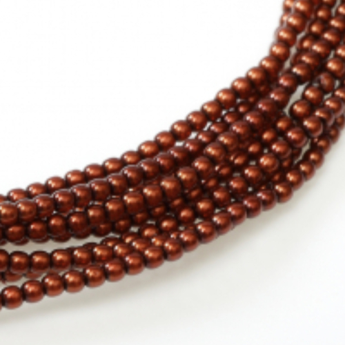 4mm Czech Glass Pearl - 120 Bead Strand - Rust - Shiny - 14322