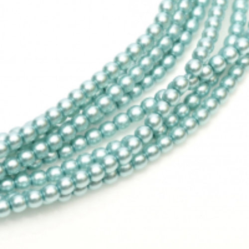 4mm Czech Glass Pearl - 120 Bead Strand - Celeste - Shiny - 24644