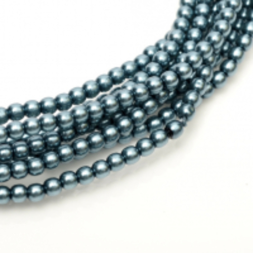 4mm Czech Glass Pearl - 120 Bead Strand - Cerulean - Shiny - 24646