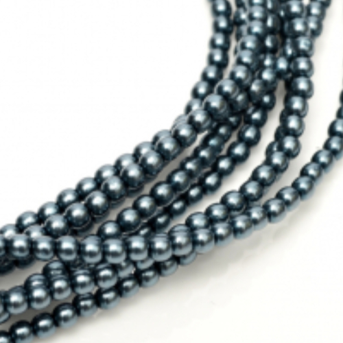 4mm Czech Glass Pearl - 120 Bead Strand - Dark Cyan - Shiny - 24648