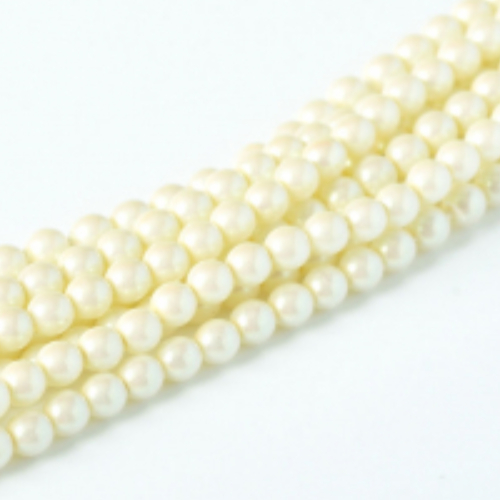 4mm Czech Glass Pearl - 120 Bead Strand - Lace - Pearl Shell - 30001
