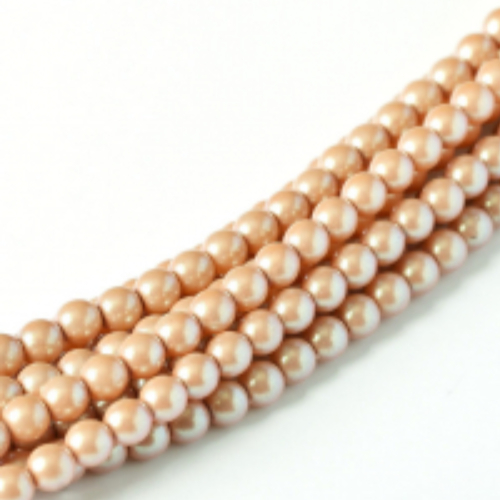 4mm Czech Glass Pearl - 120 Bead Strand - Himalayan Salt - Pearl Shell - 30004